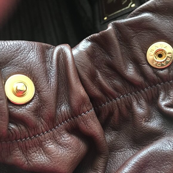 Prada Brown Leather Drawstring Tote Bag - Picture 8 of 10